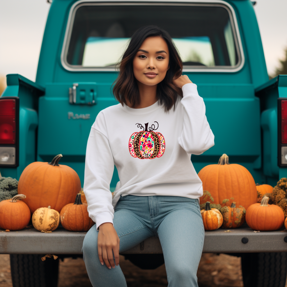 Colorful Pumpkin Thanksgiving Unisex Heavy Blend™ Crewneck Sweatshirt Gilden