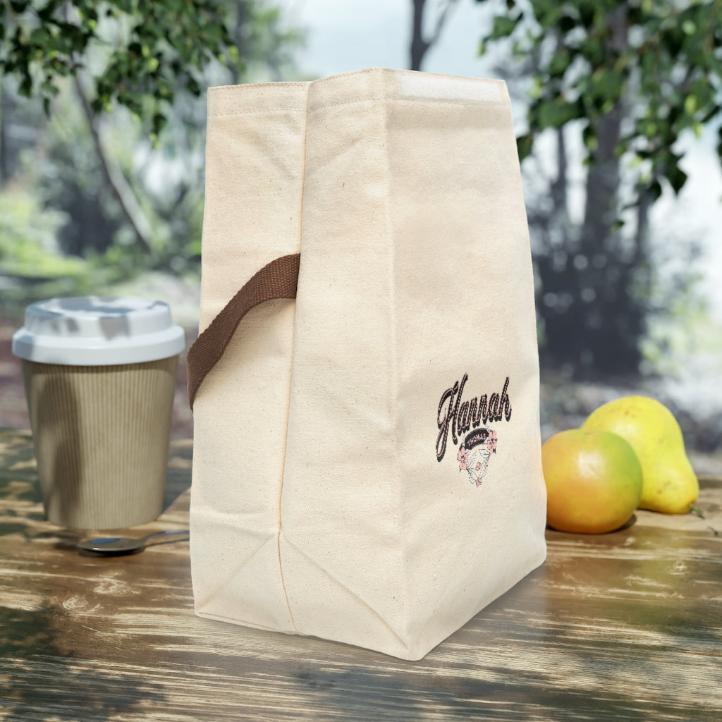 Simple Natural Personalized Canvas Lunch Bag With Strap