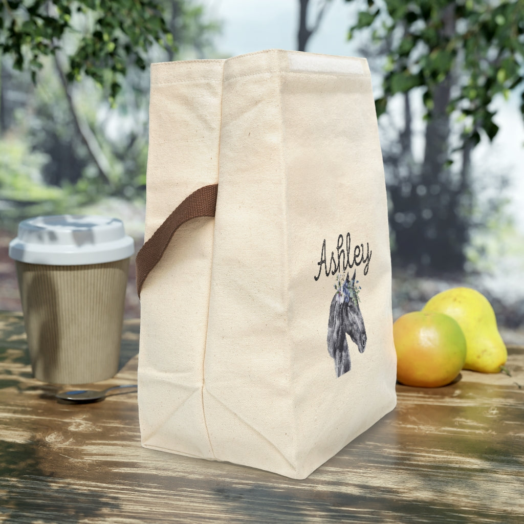 Simple All Natural Horse Personalized Canvas Lunch Bag