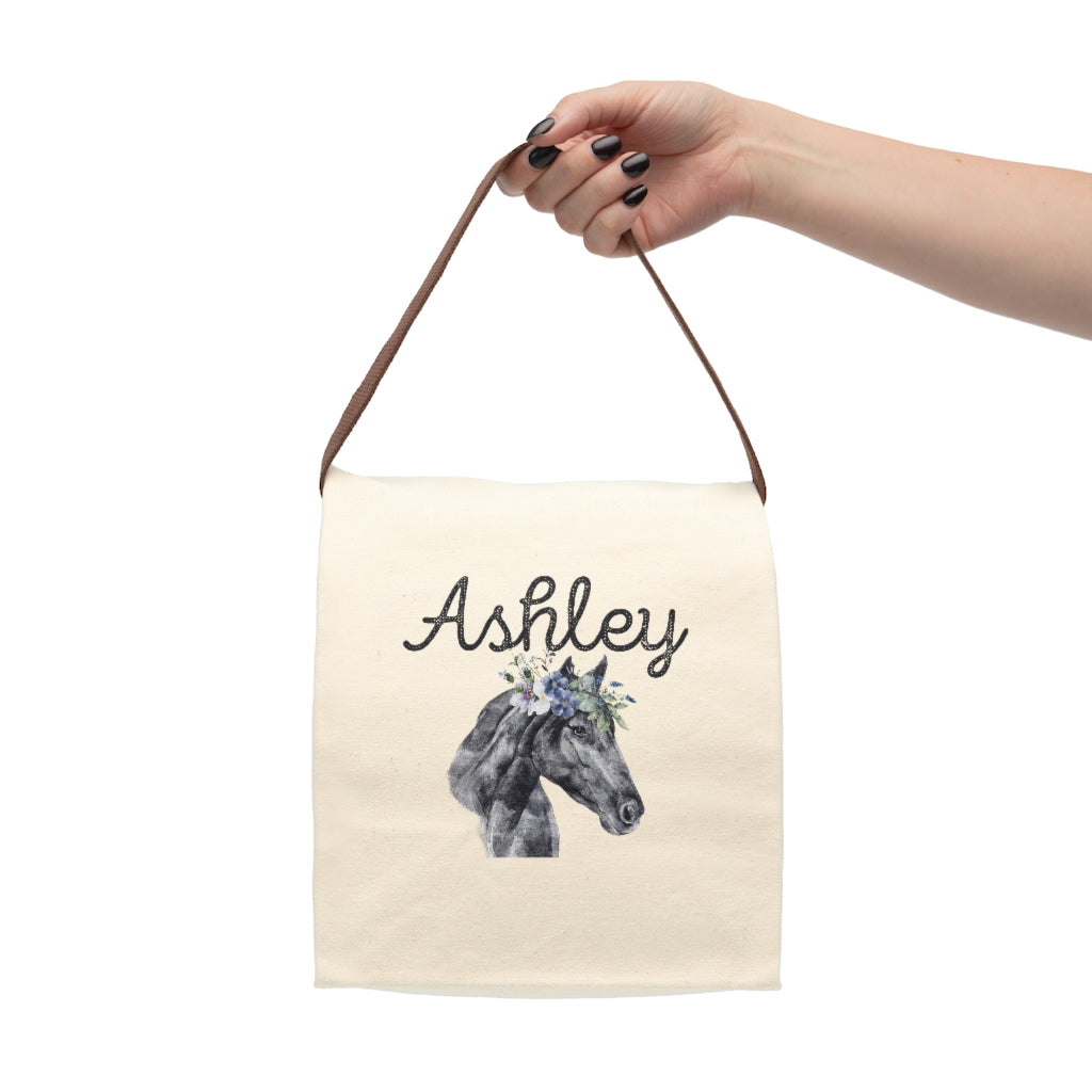 Simple All Natural Horse Personalized Canvas Lunch Bag