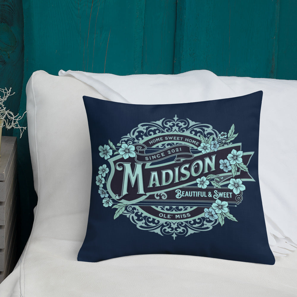 Personalized Custom Name Collegiate Premium Throw Pillow