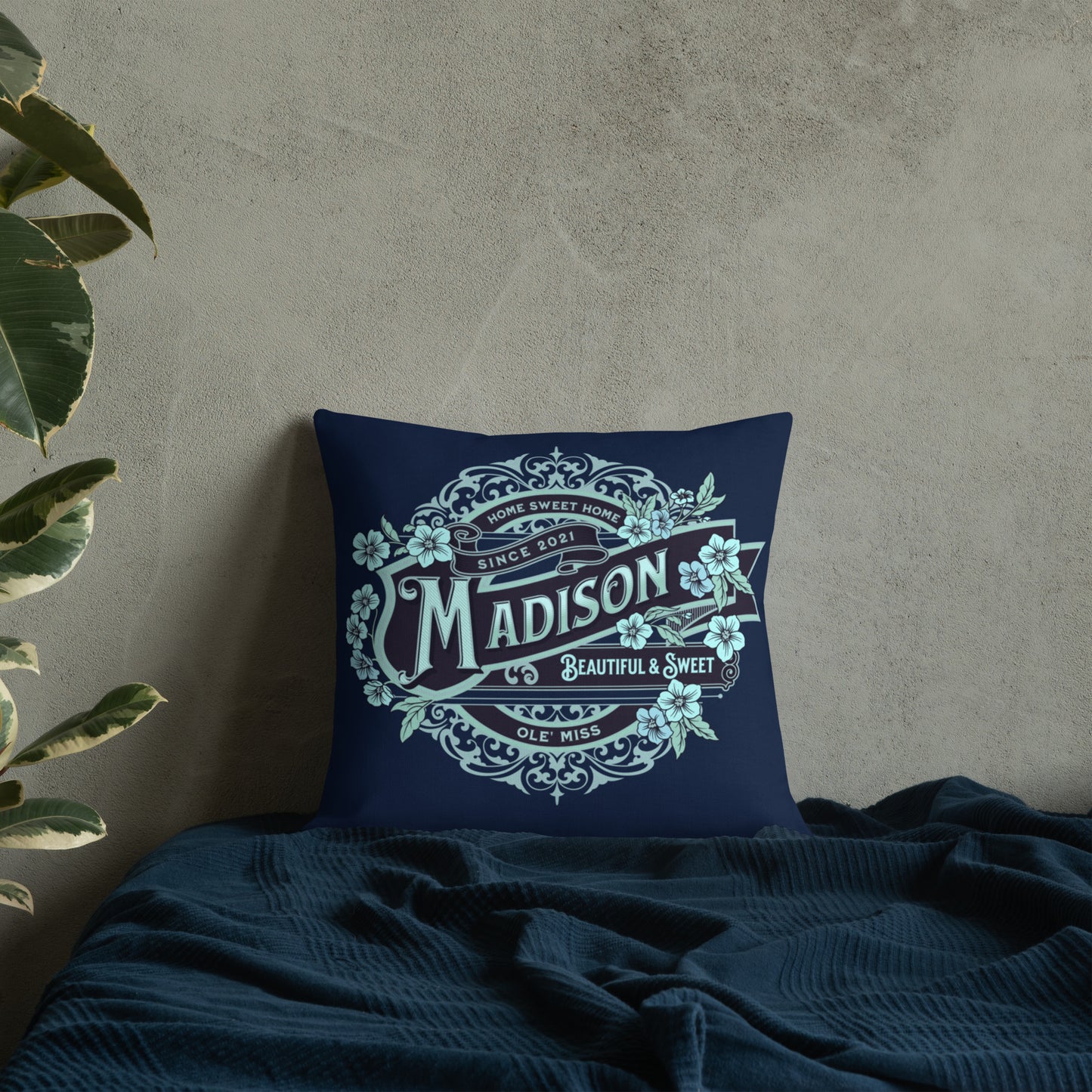 Personalized Custom Name Collegiate Premium Throw Pillow