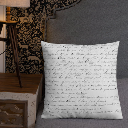 Floral Deer Head w/Vintage Handwritten Letter Premium Pillow