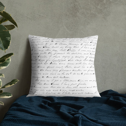 Floral Deer Head w/Vintage Handwritten Letter Premium Pillow