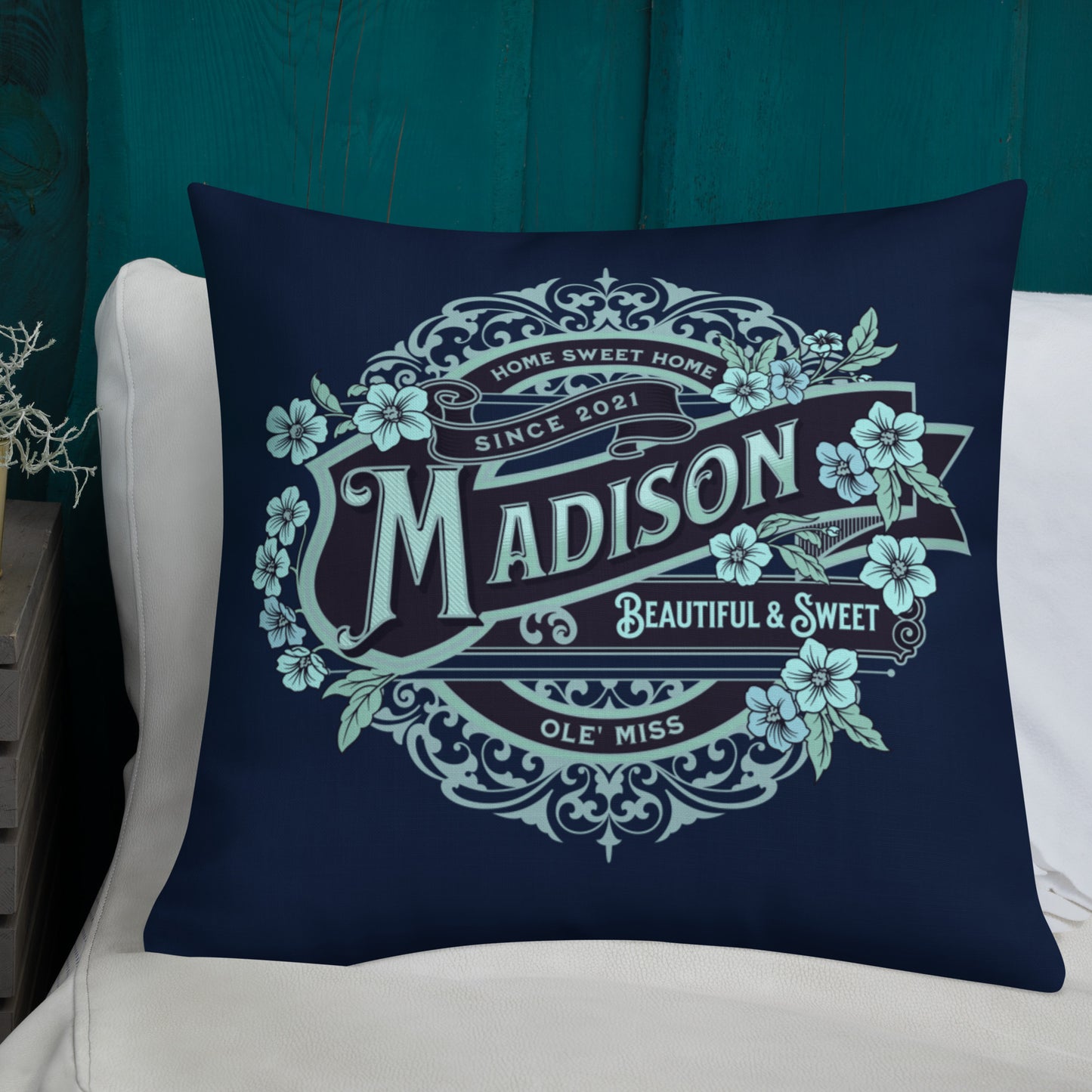 Personalized Custom Name Collegiate Premium Throw Pillow