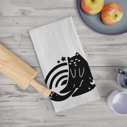 Celestial Cat & Rainbow Tea Towel