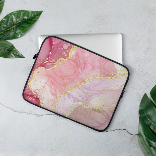 Pink Gold Marbled Laptop Sleeve Case