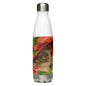 Vintage Cat with Hat Floral Stainless Steel Water Bottle